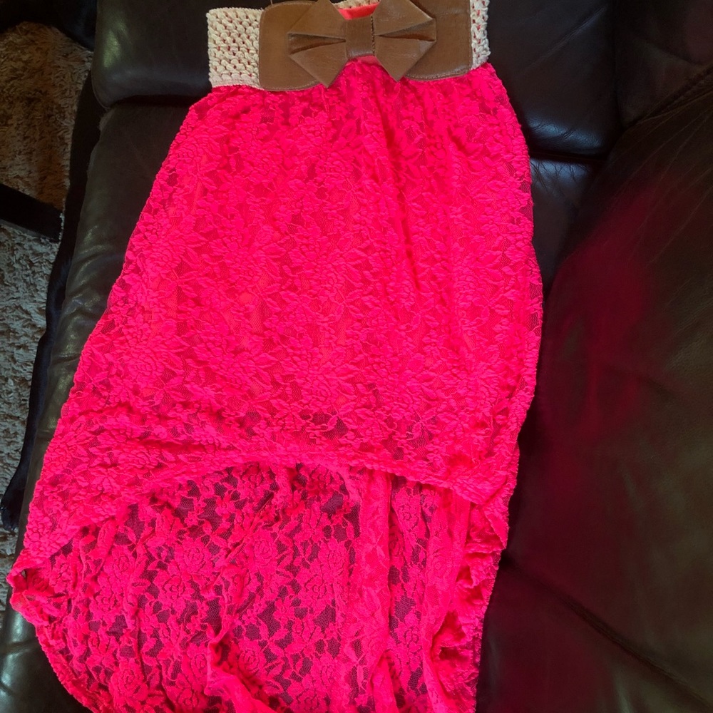 Hot pink lace skirt